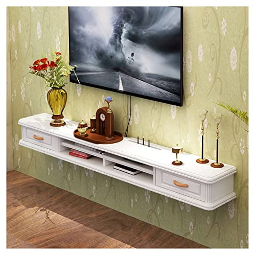 Schwebendes TV-Regal, Wandmontage, Medien-Regal mit Kabelmanagement-Box für Wohnzimmer, Schlafzimmer, WLAN-Router-Regal, TV-Set, Top-Box, Aufbewahrung (Farbe: Schwarz, Größe: 140 cm)