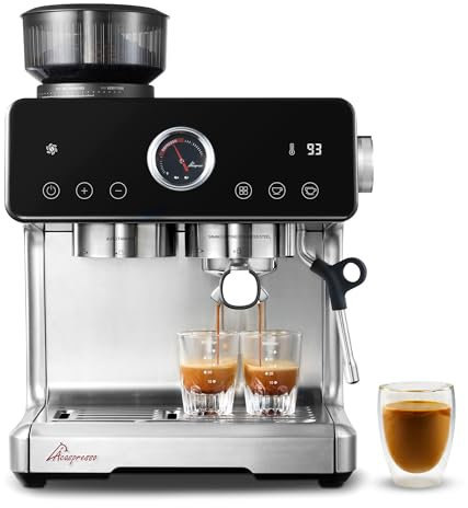 Espresso Machine with Grinder & Auto-Tamping, Espresso Coffee Machine with Cold Brew, Milk Frother for Latte, Cappuccino Machine for Home, Easy 2-Step Espresso Brewing for Beginner