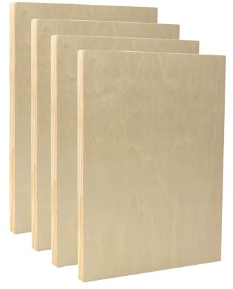 EXERZ Wooden Paint Boards 4 Pack 22.9x30.5cm for Acrylic Oil Art Panels | Smooth Sturdy Wood Surface For Mixed Media Craft Signs Resin Collage Home Decor Artists Students Kids And DIY Projects