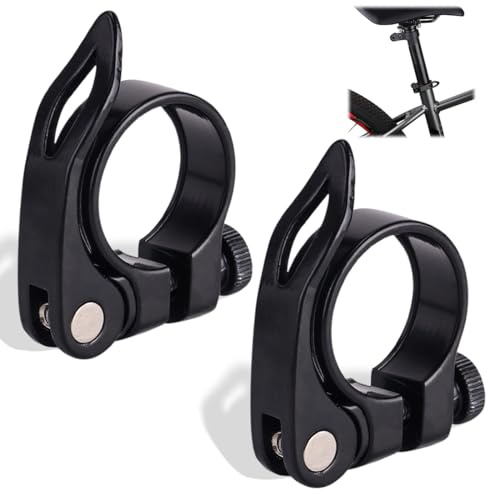 2 Stücke Sattelklemme Fahrrad, Fahrrad Sattelklemme mit Schnellspanner Aluminium, für Faltrad Mountainbike Rennrad in Schwarz (31,8 mm)