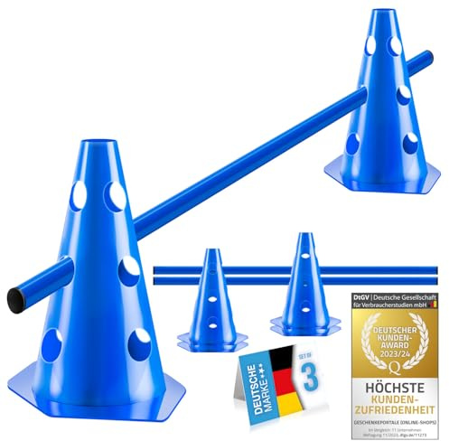 all Pets United® Agility Set Hunde 2 Sets (100cm) Steckhürden Cavaletti | Fördert Fitness, wetterfestes Hundetraining Zubehör, 4 elastische Hütchen & 2 Stangen, drinnen & draußen sofort aufbaubar