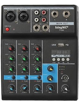 ZKLGS Mixer Audio, Console di missaggio Audio Interfaccia USB Ingresso Mixer Audio USB F-4A Monitor con Alimentazione Phantom Wireless a 4 canali for Computer