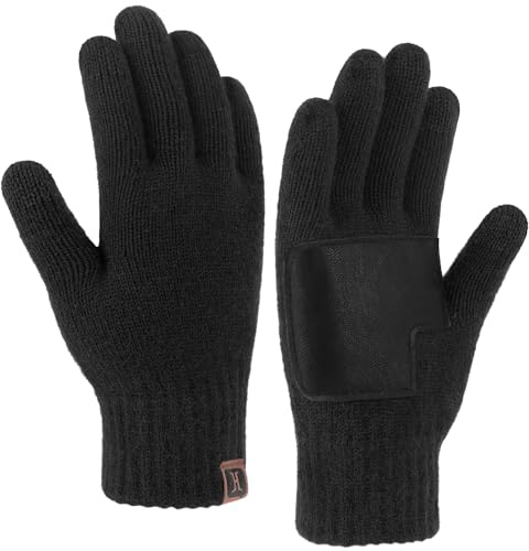 ZASFOU Thermo Handschuhe Herren Winter Warm Touchscreen Winterhandschuhe Rutschfeste Strickhandschuhe Geschenk Für Männer