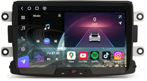Qualcomm 8 Núcleo 8GB+128GB Android 14 Radio Coche Estéreo para Renault Dacia Sandero Logan Lodgy Duster Dokker 2012-2020 GPS Navegador Wireless CarPlay Android Auto DSP WiFi Bluetooth 5.1 USB 4G Dab+