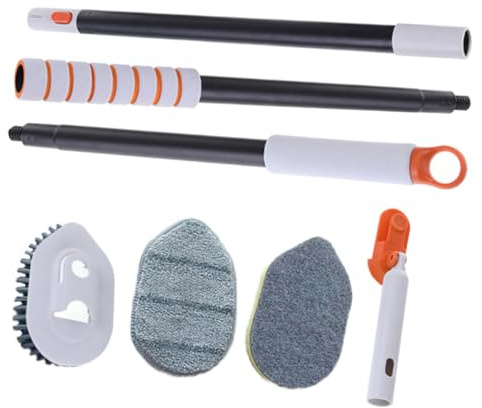 Hemobllo Brosse De Nettoyage pour Sols Et Salle De Bain Brosse à Récurer avec Manche pour Carrelage Et Recoins Difficiles
