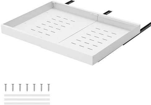 HaiYiZuhause Auszug Küchenschrank 42 cm Tief mit Kleber ohne Bohren 1 Stück Schubladen organizer ausziehbare Schublade Küche aus Kohlenstoffstahl Teleskopschublade Breite 40-68 cm, weiß