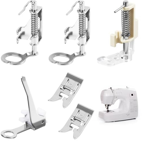 LUCTHY 6 Pcs Sewing Free Motion Foot Set, Metal Quilting Walking Foot | 6-piece metal presser foot set for low-shank machines. Walking, darning, piping, zipper feet. For Brother, Singer, Janome