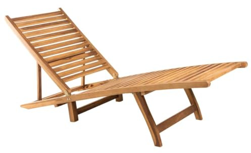 QJBSAVVA Chaise Longue de Jardin en Bois de Teck Solide, Bain de Soleil Pliant avec Dossier Réglable 3 Positions, Transat pour Terrasse et Extérieur, 55 x 161 x 69 cm