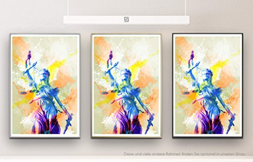 Paul Sinus Art Justicia I 90x60cm auf Masterclass Metallic Pearl High Gloss Photo Paper inklusive Aluminium Wechselrahmen champagner gold mit Glas und Rückwand fertig gerahmt