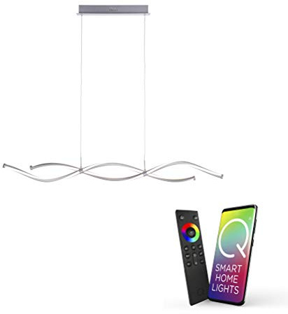 Paul Neuhaus LED Pendelleuchte Smarthome Farbtemperatur höhenverstellbar | Dimmbar mit Fernbedienung, Alexa-fähig, Smart Home, Farbtemperatur 2700K-5000K einstellbar, Wellenförmig höhenverstellbar
