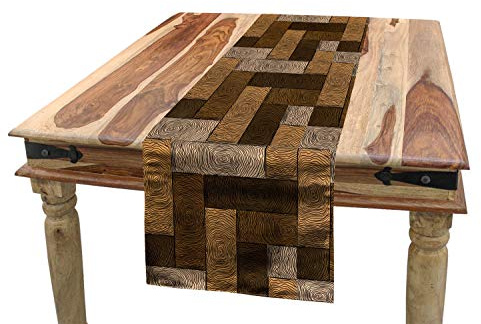 ABAKUHAUS Schokolade Tischläufer, Holzparkett Motiv, Esszimmer Küche Rechteckiger Dekorativer Tischläufer, 40 x 180 cm, Beige