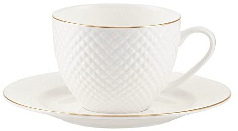 VILLA ITALIA Kaffee - und Teegeschirr - Porzellan - Kaffeebecher - Porzellan - Espressotasse - Keramik - Kaffeetasse - Feine Porzellantasse - Elegante Kaffeetasse aus Porzellan 250 ml BARI Gold