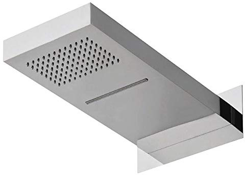 Soffione Doccia a Parete Acciaio Inox Punta Quadrata Con Cascata