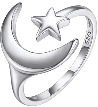 ChicSilver 925 Damen Ringe, Einstellbar Öffnen Stil Ring Lotus/Gitarre/Hamsa/Teardrop/Linie/Katze/Vintage Bone Ringe als Geschenke für Frauen Mädchen
