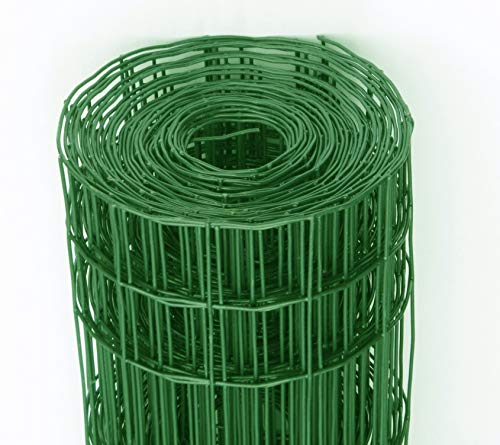 EXCOLO Schweißgitterzaun 1,5 m hoch 25 m lang grün RAL 6005 Gartenzaun Wildzaun Maschendrahtzaun Drahtgitter Zaun Gehege Welpenzaun Geflügelzaun Stabil Punktschweißung