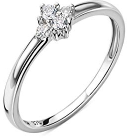 OROVI Schmuck Damen Ring Weißgold 0.11 Ct Diamant Verlobungsring 9 Karat (375) Gold und Diamanten Brillanten