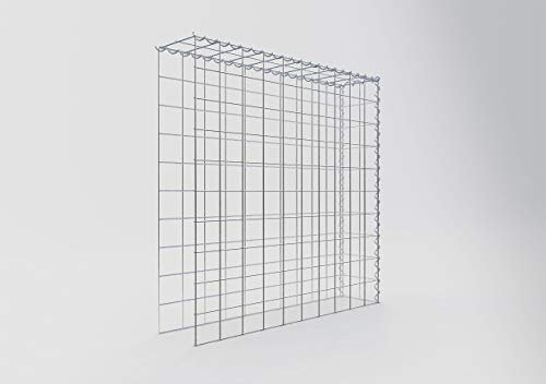 Gabiona Anbau-Gabione Typ2 eckig, Maschenweite 5 x 5 cm, Tiefe 20 cm, Gabione 100 x 100 x 20 cm (L x H x T), C-Ring