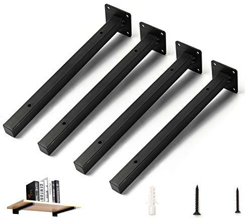 HOME COMPOSER Regalträger Metall Schwarz 35cm, Schwimmende Regalhalterung 4 Stück für DIY Wandregal Montieren, Wandhalterung für Kliedung, Bücher in Wohnzimmer, Büro und Küchen