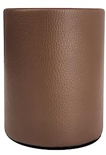 Fosinz Stifthalter aus PU-Leder, rund, Stiftehalter, Stiftebecher, Make-up-Pinselhalter, Ständer, Display, Schreibtisch, Schreibwaren, Organizer für Zuhause, Büro, Schule (braun)