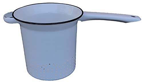 Emailiertes Küchensieb Nudelsieb mit Griff Vintage Seiher Sieb Küchensieb L 34 cm