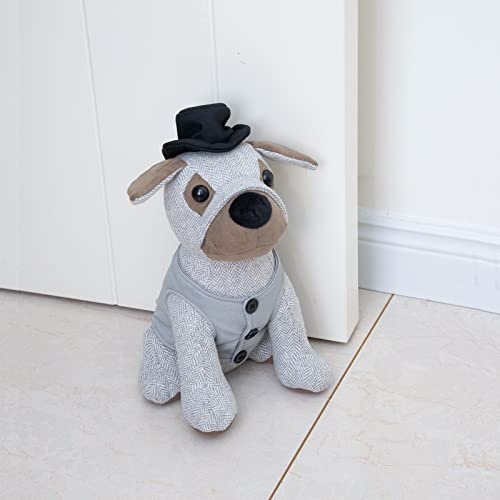 Marwood Niedlicher Türstopper, dekorativer Türstopper für Zuhause und Büro, Gentleman gekleideter Hund, beschwerter Innen-Türstopper, Stoff, Stofftier-Türstopper, Bodendekorativ