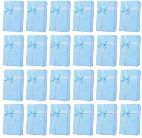 24er Pack Schmuck Geschenkbox,Rechteckige Pappschachtel Set,Papier Geschenkverpackungen Schachteln mit Schleife und Schaumstoff,Karton Geschenkschachtel für Jahrestage Hochzeiten Feste Geburtstage