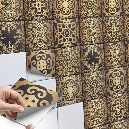 45 Stück Fliesenaufkleber, Mosaikfliesen 20x20 cm für Bad und Küche - Fliesenfolie, Klebefliesen selbstklebend - SET