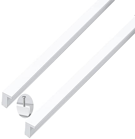 2 Stück Möbelgriff L Form Profilgriff Aluminiumlegierung SchubladenKnöpfe Schrankgriffe Weiß Türgriff Zugknöpfe für Schlafzimmer Küche Kleiderschrank,Mit Schrauben (length 600mm)