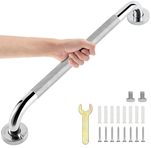 sunzone Haltegriff Bad,SUS304 Edelstahl, Rutschfest, für Senioren,60cm | Badezimmer Haltegriff, Wandmontage, Rostfrei, für Dusche & Badewanne, Behinderte