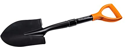 BLACK+DECKER Schaufel - 67 cm - 800 GR - Rostfrei - Kopf aus Karbonstahl und Stiel aus Glasfaser - Schwarz