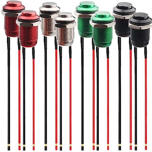 RUNCCI-YUN 8Pcs 2A 12V/24V/125V/250V 16mm Interruttore a Pulsante Interruttori a Pulsante momentaneo in Metallo Impermeabile SPST NO Interruttore momentaneo(Alta Testa)