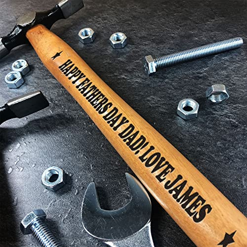 Red Ocean Personalised Fathers Day Gift Engraved Wooden Hammer Tools Novelty Gift for Dad Grandad Gifts for Him