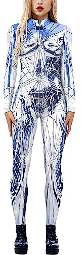 Seaur Halloweenkostym dam robot cosplay catsuit overall ben dräkt karneval M