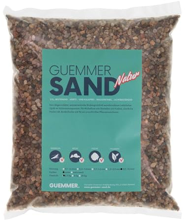Guemmer Sand - 2,5kg - Aquarienkies, Aquariensand - Verschiedene Körnungen und Farben - Made in Germany - (3-5 mm, Natur)