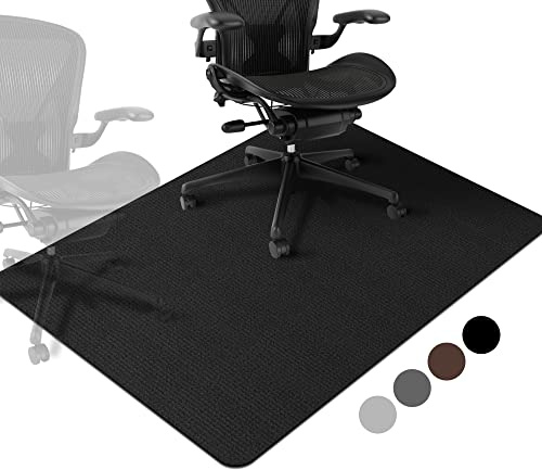 Schreibtischstuhl Unterlage | 140x90cm Bürostuhlmatte/Unterlage für Stühle | Kratzfest Bodenmatte Stuhlunterlage | Bodenschutzmatte für Laminat, Parkett und Hartböden Schwarz