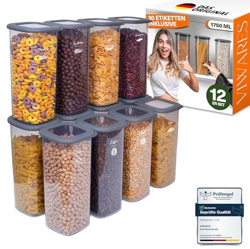 Viwares Vorratsdosen mit Deckel Luftdicht, 12er Vorratsbehälter Set BPA-Frei, Vorratsdose zur Müsli Mehl Aufbewahrung Küche, Praktische Organizer Küche, Frischhaltedosen für Lebensmittelaufbewahrung