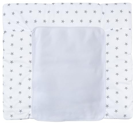 Baby Delux Wickelauflage 75x70 cm weiche Wickelunterlage Wickeltischauflage mit Frotteeauflage wasserdicht waschbar (Little Stars White)
