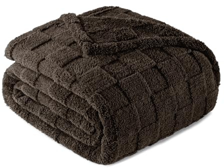 Exclusivo Mezcla Fleecefilt, pläd för soffa, lätt, supermjuk och varm, med rutigt mönster, filt för alla årstider, 127 x 152 cm, kaffefärgad | Fleecefilt med rutig design, lätt och andningsbar, söt luddig filt för heminredning, kaffe