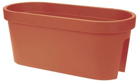 Spetebo Balkon Geländer Blumenkasten oval 60 cm - Terracotta - Kunststoff Pflanztopf zum Einhängen - Garten Blumentopf Pflanz Blumen Schale zum Hängen