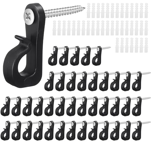 Invalidism 40-Pack Screw Hooks Q-Hanger Screw in Hooks with Safety Buckle for Light Wire for Hanging String Lights Plants
