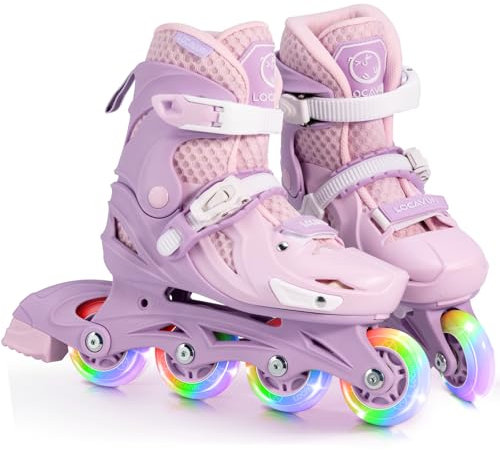 Locavun Inliner Kinder 4 Größen Verstellbare Inline Skates für Mädchen Größe 26-29 29-34 30-35 Inlineskates mit 82A PU Rollen Rollerskates