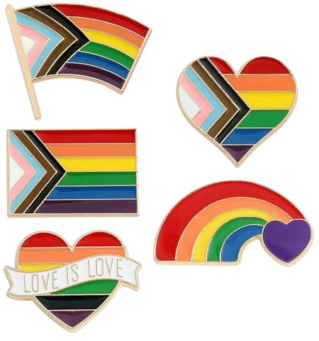 Pin Regenbogen Flagge stolz,5 Stück Regenbogen Pins Set,Gay Pin Metall,Regenbogen Anstecker Lgbtq,Pride Brosche,Brosche Flagge,Gay Pride Anstecker,Für Rucksäcke Accessoires Geschenk