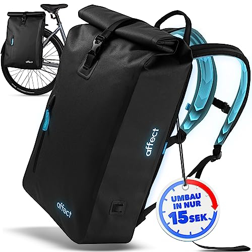 AFFECT - NEU 2in1 Fahrradtasche Rucksack aus Ocean Plastic - 30 Liter - 100% wasserdicht - Fahrradtasche für Gepäckträger - verwendbar als Fahrradrucksack mit Laptopfach