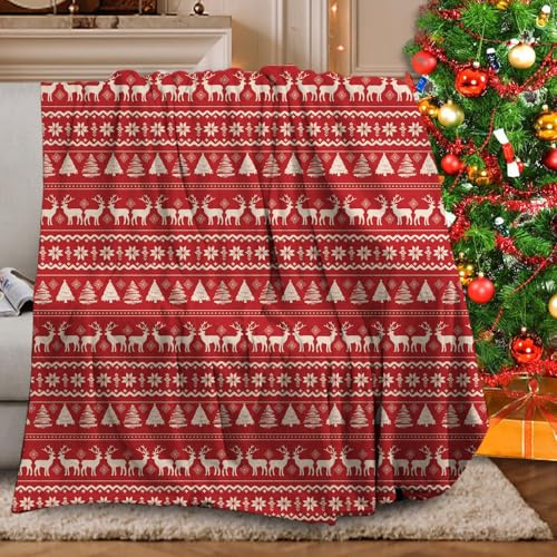 KXHHYB Weihnachtsdecke 130x150cm,Weihnachts Decke Sofa,Decke Kuscheldecke,Weiche Warme Winter Weihnachten für Sofa Bett Büro und Outdoor-Reisen，B：130x150cm