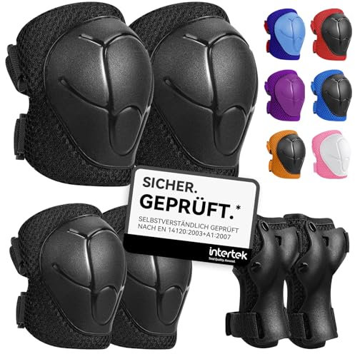 iMoebel Schonerset 6er Protektoren Schützer Set, Inliner Schutzausrüstung Protektorenset Kinder, Knieschoner Ellenbogenschoner Handschoner Verstellbar für Skaten Roller Skateboard