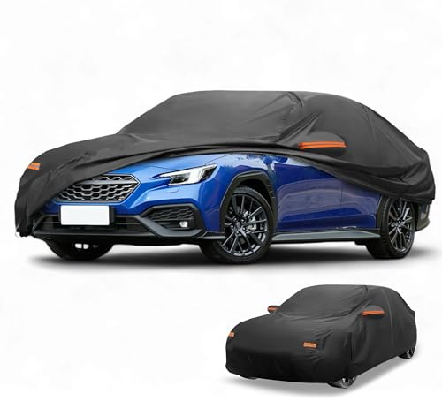 Partuto Car Cover Waterproof All Weather Sun Rain Protection Full Exterior Cover for Subaru WRX Sedan 190T-PU Black with Left Side Zippers