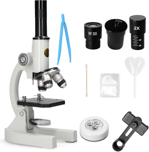 ACAGALA 64X-2400X Monokulares optisches Mikroskop Grundschule Kinder Wissenschaft Experimentelle Biologie Lehrmikroskop Kinder Geburtstagsgeschenke