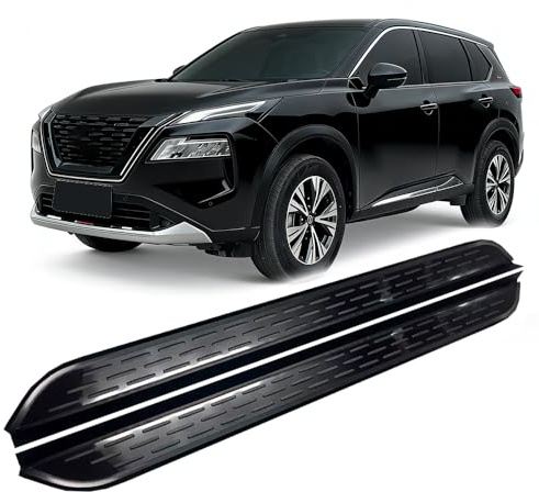 2 estribos laterales para Nissan X-Trail Rogue T33 2021-2025, estribo lateral de aluminio, color negro (con soportes)