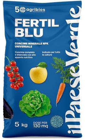 Fertilblu - Concime Granulare Universale Consigliato Per Fiori, Piante Ornamentali E Da Frutto, Ortaggi E Come Fertilizzante Prato. Concime NPK 12.12.17 Con Azoto, Fosforo E Potassio.