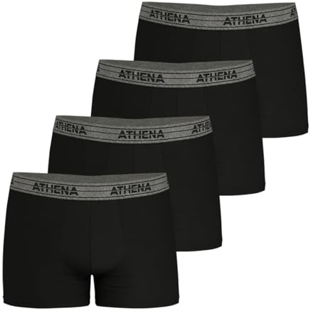 Athena - Lot de 4 Boxers Homme Ecopack Noir/Noir/Noir/Noir L
